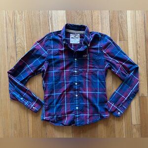 Holister Red and Purple Tan Button-Down Shirt - Men's Small